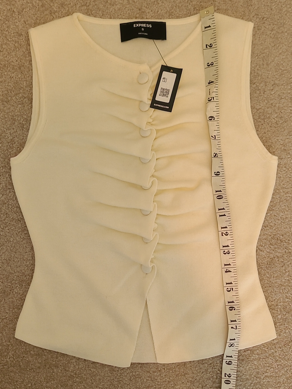 Express Ruched Front Covered Button Sweater Vest S - Picture 4 of 8